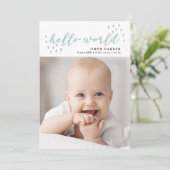 Faire-part bonjour | Blue Dots Photo de naissance bébé (Debout devant)