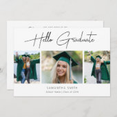 Faire-part Bonjour Diplômé Moderne Calligraphie 3 Diplôme Pho (Devant / Derrière)