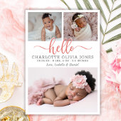Faire-part Bonjour Fille de Script Photo de naissance Collage