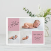 Faire-part Bonjour le monde multiphoto moderne géométrique + (Debout devant)