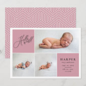 Faire-part Bonjour le monde multiphoto moderne géométrique + (Devant / Derrière)