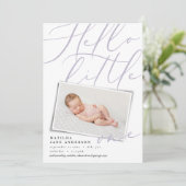 Faire-part Bonjour lilac violet moderne 1 photo simple (Debout devant)