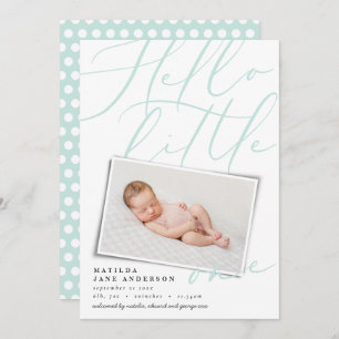 Faire-part Bonjour moderne 1 photo aqua script typographie