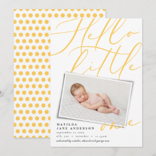 Faire-part Bonjour moderne 1 photo mignonne typographie jaune