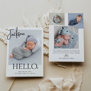 Faire-part Bonjour Moderne Annonce de Naissance de Bébé Min
