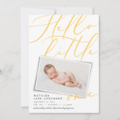 Faire-part Bonjour moderne jaune 1 typographie photo (Devant)