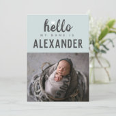 Faire-part Bonjour Mon Nom Est Photo Collage Blue Crown BIrth (Debout devant)