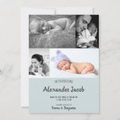 Faire-part Bonjour Mon Nom Est Photo Collage Blue Crown BIrth (Dos)