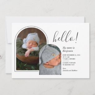 Faire-part Bonjour Multi Photos Arche Lettre Main Naissance B