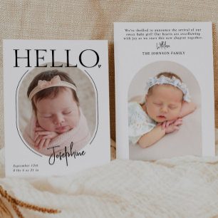 Faire-part Bonjour Naissance de bébé ovale minimaliste mode