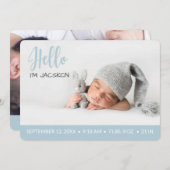 Faire-part Bonjour overlay bébé garçon photo moderne pastel b (Devant / Derrière)