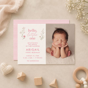 Faire-part Bonjour Petite Fille Fleur Sauvage Photo Naissance