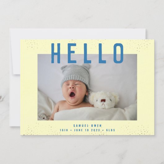 Faire-part BONJOUR | Présentation de mon bébé | Cadre photo (Devant)