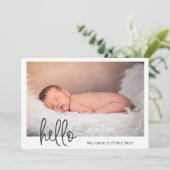 Faire-part Bonjour Simple bébé photo moderne naissance (Debout devant)