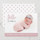 Faire-part Bonjour superposition bébé fille photo moderne vie (Devant / Derrière)