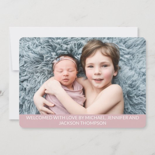 Faire-part Bonjour superposition bébé fille photo moderne vie (Dos)