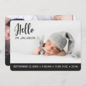 Faire-part Bonjour superposition bébé garçon photo moderne gr (Devant / Derrière)