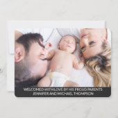 Faire-part Bonjour superposition bébé garçon photo moderne gr (Dos)