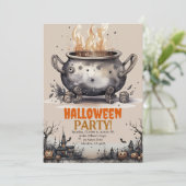 Faire-part Bonne Halloween Éffrayant Cauldron Party Invitatio (Debout devant)