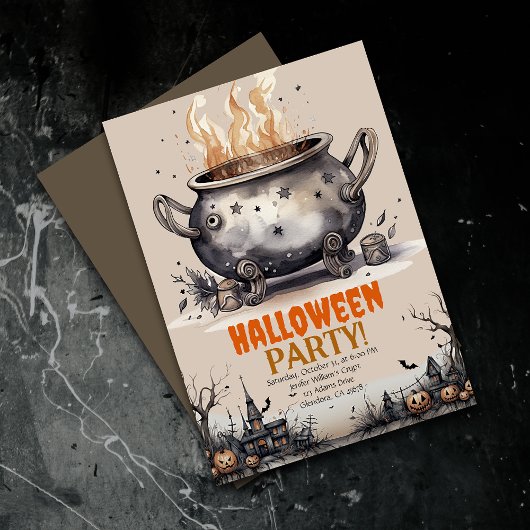 Faire-part Bonne Halloween Éffrayant Cauldron Party Invitatio