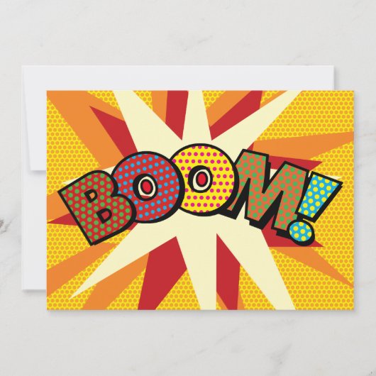 Faire-part BOOM Votre Bulle de Texte de Message Amusant Rétro (Devant)