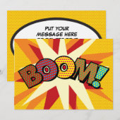Faire-part BOOM Votre Bulle de Texte de Message Amusant Rétro (Devant / Derrière)