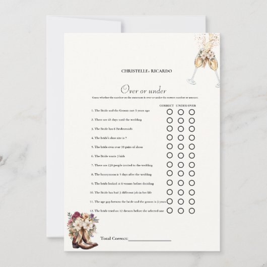 Faire-part Boots & Bubb Over or under nuptiale jeu de douche (Devant)