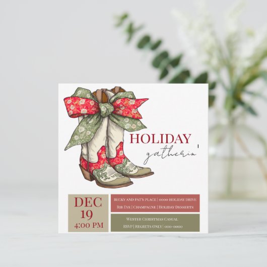 Faire-part Boots mignons et fête de Noël (Debout devant)