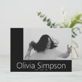 Faire-part Borders Moderne Simple Photo Blanc Blanc Onyx Grad (Debout devant)