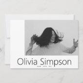 Faire-part Borders Moderne Simple Photo Blanc Noir Onyx Grad (Devant)