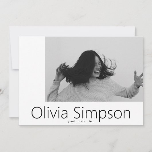 Faire-part Borders Moderne Simple Photo Blanc Noir Onyx Grad (Devant)