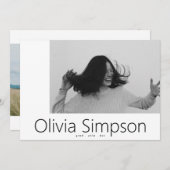 Faire-part Borders Moderne Simple Photo Blanc Noir Onyx Grad (Devant / Derrière)