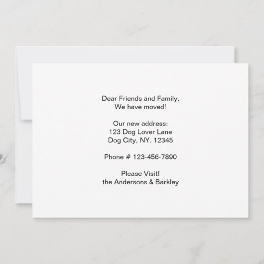 Faire-part Bordure Collie Nous avons déplacé un chien mignon (Dos)