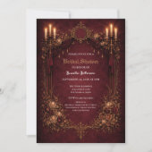 Faire-part Bordure dorée ornée Mariage gothique (Devant)
