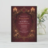 Faire-part Bordure dorée ornée Mariage gothique (Debout devant)