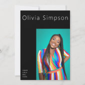 Faire-part Bordure moderne Simple Noir sur Noir Onyx Grad (Devant)