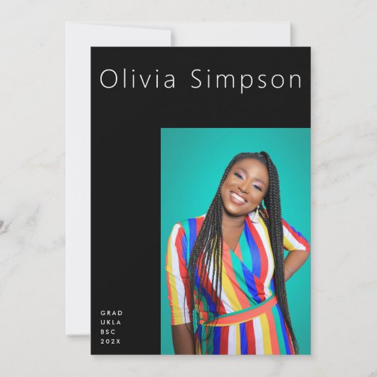 Faire-part Bordure moderne Simple Noir sur Noir Onyx Grad (Devant)