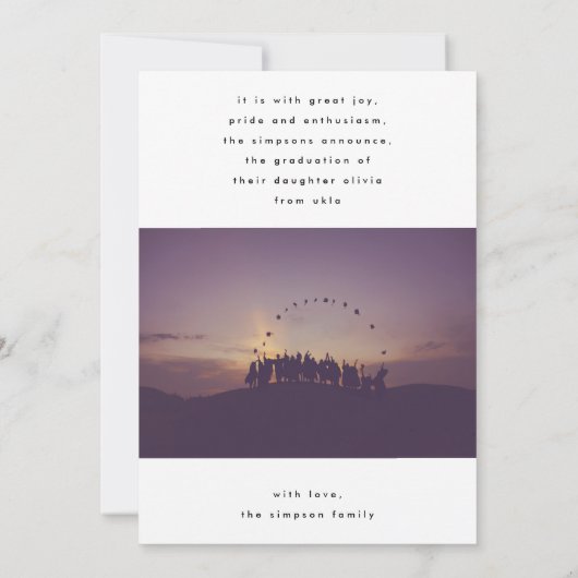 Faire-part Bordure moderne Simple Noir sur Noir Onyx Grad (Dos)