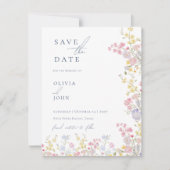 Faire-part Botanical Wildflowers Wedding Save the Date (Devant)