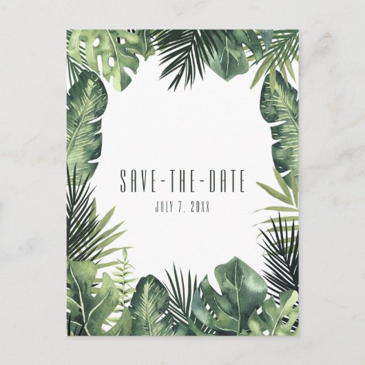 Faire-Part Botanique Feuilles Vertes Tropicales (Devant)