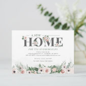 Faire-part Botanique Floral Greenery Pink Moving Adresse (Debout devant)