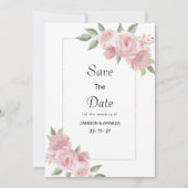 Faire-part botanique mint pastelle rose Save The D (Devant)