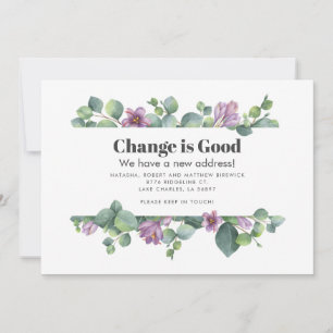 Faire-part Botanique vert pourpre Eucalyptus se déplaçant