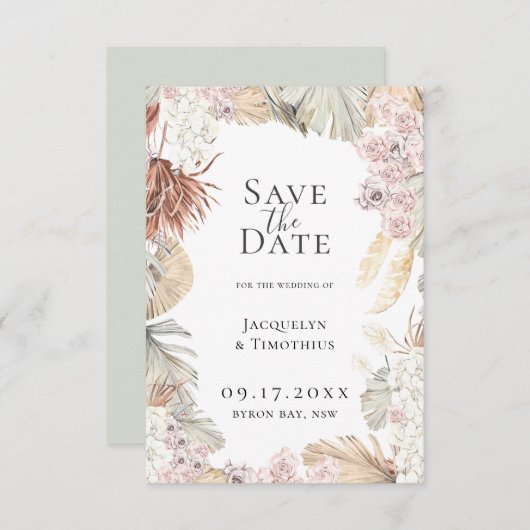 Faire-part Botaniques Bohémiennes Enregistrer La Date (Devant / Derrière)