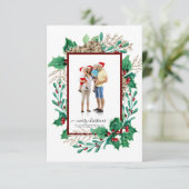 Faire-part Botaniques d'hiver Aquarelle Holly Berry Noël (Debout devant)