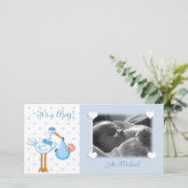 Faire-part Bouche bleue bébé garçon (Debout devant)