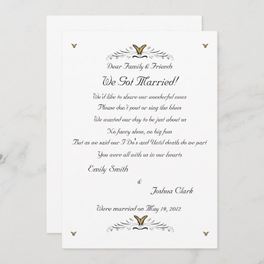 Faire-part Boucles de papillons et boucles d'élévation 2 (Devant / Derrière)