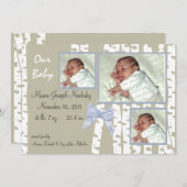 Faire-part Bouleaux et Ruban Bébé (Devant / Derrière)