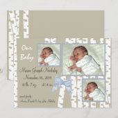 Faire-part Bouleaux et Rubans Bébé (Devant / Derrière)