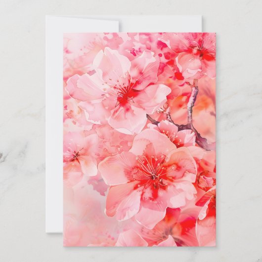 Faire-part Boules de fleurs de cerisier d'aquarelle (Devant)